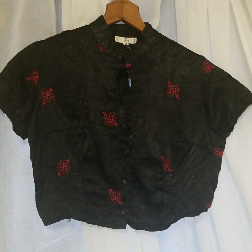 Crop top kimono silky button up top